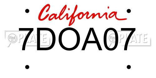7DOA07 California License Plate