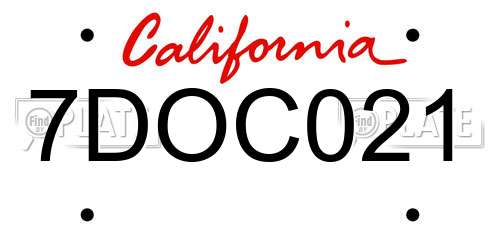7DOC021 California License Plate