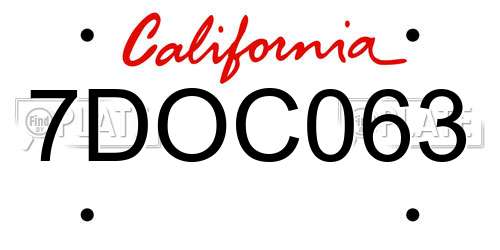 7DOC063 California License Plate