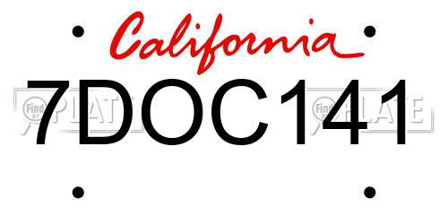 7DOC141 California License Plate