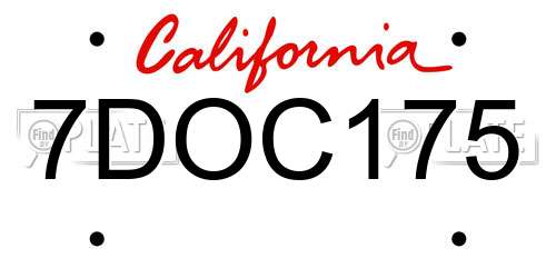 7DOC175 California License Plate