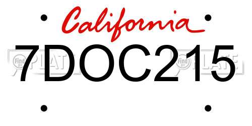 7DOC215 California License Plate