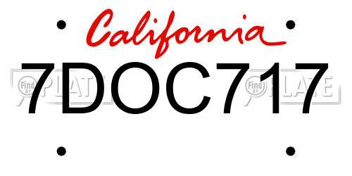7DOC717 California License Plate