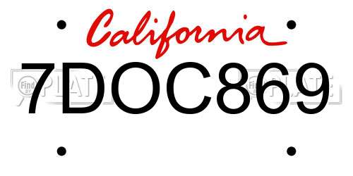7DOC869 California License Plate