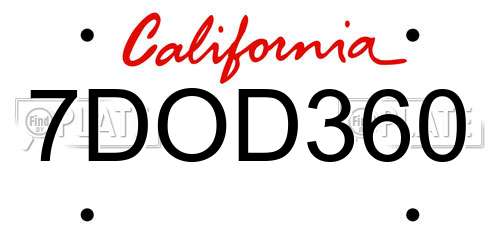 7DOD360 California License Plate