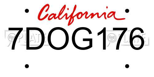 7DOG176 California License Plate