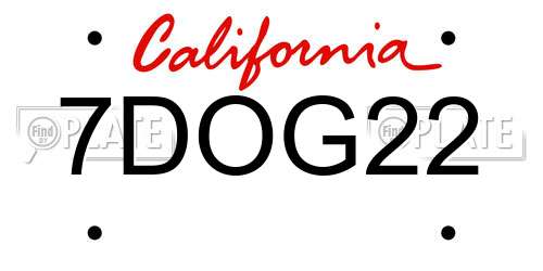 7DOG22 California License Plate