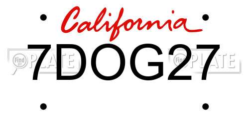 7DOG27 California License Plate