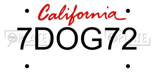 7DOG72 California License Plate