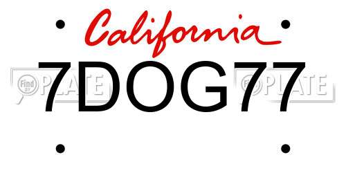 7DOG77 California License Plate