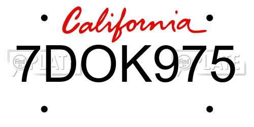 7DOK975 California License Plate