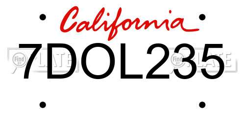 7DOL235 California License Plate