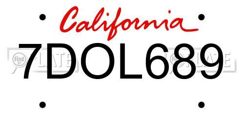 7DOL689 California License Plate