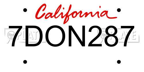 7DON287 California License Plate