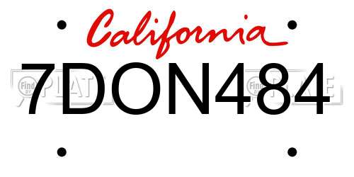 7DON484 California License Plate