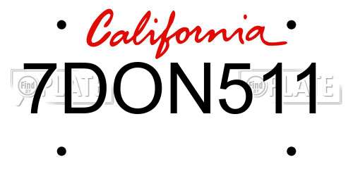 7DON511 California License Plate