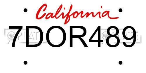 7DOR489 California License Plate