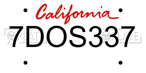 7DOS337 California License Plate