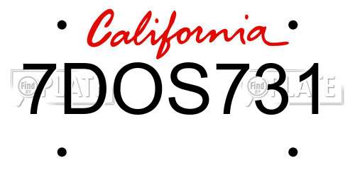 7DOS731 California License Plate