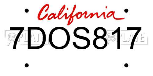 7DOS817 California License Plate