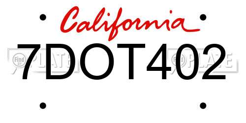 7DOT402 California License Plate