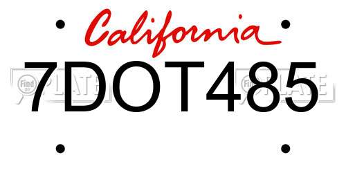 7DOT485 California License Plate