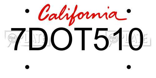 7DOT510 California License Plate