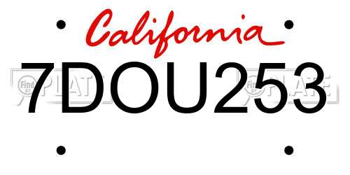 7DOU253 California License Plate