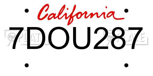 7DOU287 California License Plate