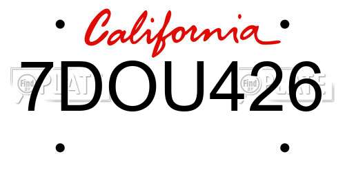 7DOU426 California License Plate