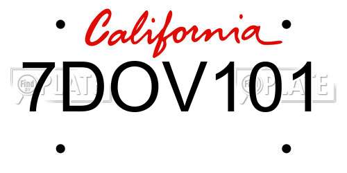 7DOV101 California License Plate