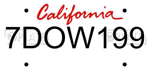 7DOW199 California License Plate