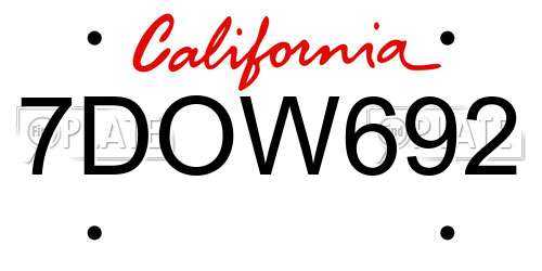 7DOW692 California License Plate