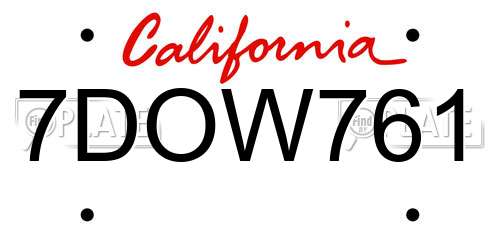 7DOW761 California License Plate