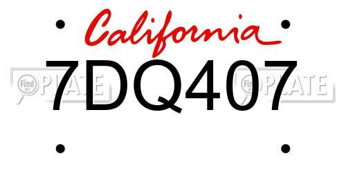 7DQ407 California License Plate