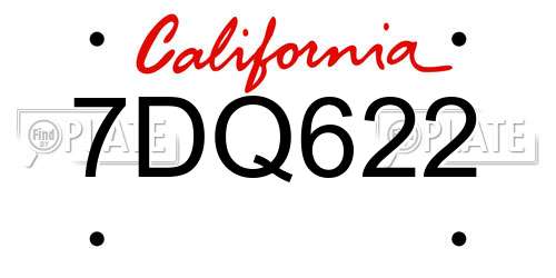 7DQ622 California License Plate