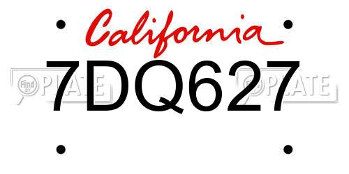 7DQ627 California License Plate