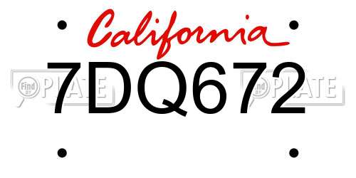 7DQ672 California License Plate