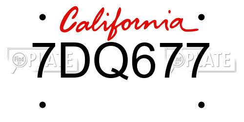 7DQ677 California License Plate