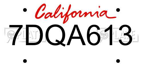 7DQA613 California License Plate