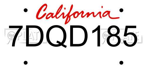 7DQD185 California License Plate