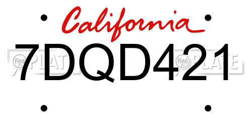 7DQD421 California License Plate