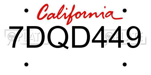 7DQD449 California License Plate