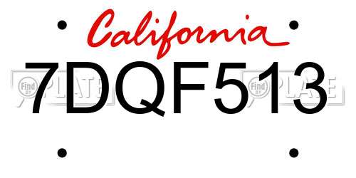7DQF513 California License Plate