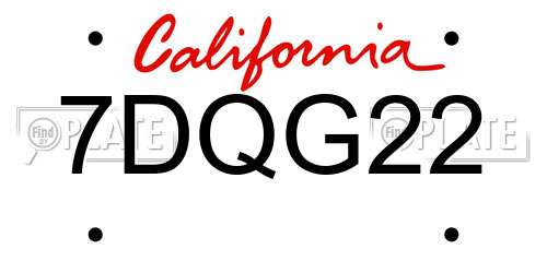 7DQG22 California License Plate
