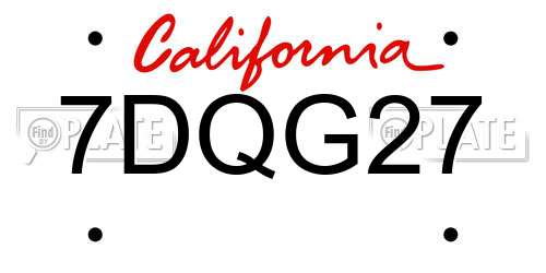 7DQG27 California License Plate