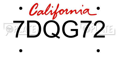 7DQG72 California License Plate