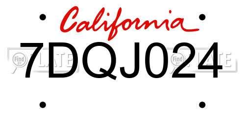 7DQJ024 California License Plate