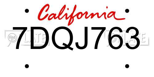 7DQJ763 California License Plate