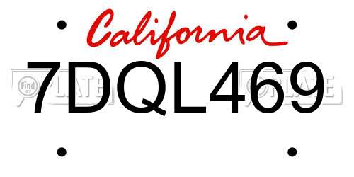 7DQL469 California License Plate